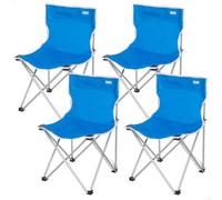 AKTIVE Pack de 4 chaises de Camping, 43 x 43 x 71 cm, Bleu et Gris, supporte 110 kg, siège Haut 40 cm, Anti-retournement, poignée de Transport latéral, Pliage Compact, sans Tube Avant (85563)