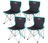 AKTIVE Pack de 4 chaises de Camping, 43 x 43 x 71 cm, Noir et Turquoise, chacune supporte 110 kg, siège Haut 40 cm, Anti-retournement, poignée de Transport latéral, Pliage Compact, sans Tube Avant
