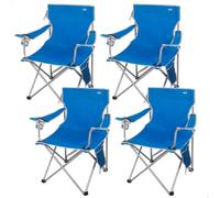 AKTIVE Pack de 4 chaises de Camping, 47 x 46 x 80 cm, Bleu, supporte 110 kg, siège Haut 40 cm, Dessous de Verre et Poches, Anti-retournement, poignée de Transport latéral, Pliage Compact, sans Tube