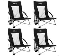 AKTIVE Pack de 4 chaises Pliantes de Camping, Structure en Acier, Tissu Respirant, accoudoirs rembourrés, Dessous de Verre latéral, Max. 110 kg, Camping, avec Housse de Transport (62370)