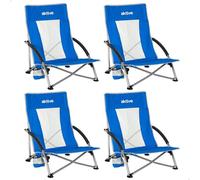 AKTIVE Pack de 4 chaises Pliantes de Plage, 50 x 51 x 67 cm, Structure en Acier, Tissu Polyester Respirant, Dessous de Verre latéral, Sac de Transport avec poignée bandoulière, légères et résistantes