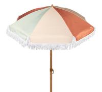 AKTIVE Parasol de plage 200 cm multicolore avec franges, 8 baleines, protection UV30, polyester, mât en aluminium effet bois 28/32 mm, étui de transport avec poignée d'épaule (62431), multicolore