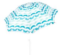 AKTIVE Parasol de plage 200 cm vagues inclinable avec mât en acier 22/25 mm, protection UV50, revêtement argenté, système anti-vent à 8 baleines et étui de transport (62406), argent métallique, 200 cm