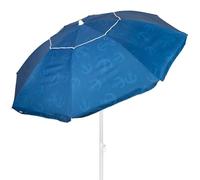 AKTIVE Parasol de plage 220 cm bleu avec imprimé ancres, mât en acier inclinable et ventilation supérieure, léger et coupe-vent, protection solaire UV30 et sac de transport (62426), bleu, 220 cm