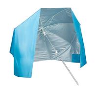 AKTIVE Parasol de plage coupe-vent 8 baleines 200 cm bleu 2 en 1, convertible en abri, mât aluminium inclinable, protection UV50, poches de sable, ventilation et housse de transport (62437), bleu, 200