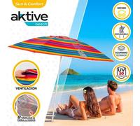Aktive Parasol De Plage Sun&confort Ø Anti-Vent Uv50 Avec Mât Inclinable 220cm Unisex One Size Multicolore Stripes