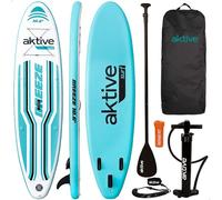 AKTIVE Planche de Paddle Gonflable Tout-Rond, légère, Surface antidérapante, Dimensions 320 x 81 x 15 cm, Comprend gonfleur, pagaie, 3 ailettes et kit de réparation (62053)