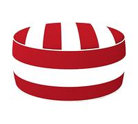AKTIVE Pouf Gonflable, Pouf d'Extérieur, Repose-Pieds Gonflable, Ø53X23 cm, Motif Rayé Rouge, Tissu Imperméable, Supporte 100 kg, Mobilier de Jardin Extérieur