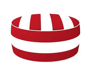 AKTIVE Pouf Gonflable, Pouf d'Extérieur, Repose-Pieds Gonflable, Ø53X23 cm, Motif Rayé Rouge, Tissu Imperméable, Supporte 100 kg, Mobilier de Jardin Extérieur