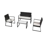 AKTIVE Salon de Jardin en Rotin avec Canapé, 2 Chaises et Table d'Appoint, Mobilier d'Extérieur pour Terrasse ou Véranda, Structure en Acier Robuste et Finition Effet Osier Marron Foncé (61009)