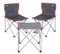 AKTIVE Set de Camping Pliable, Table 46 x 46 x 46 cm, 2 chaises de 43 x 43 x 71 cm, Structure en Acier, butées Anti-retournement, Poids supporté 110 kg, Dessous de Verre intégrés, Sac de Transport