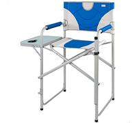 AKTIVE Sport - Chaise Pliante avec Table Amovible et Porte-Gobelet. Chaise de Directeur XL avec Accoudoirs pour Exterieur, Sports, Plage, Camping, Pique-Nique, Bleu et Blanc