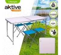 Aktive Table avec tabouret 120 x 60 x 70 cm blanc