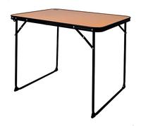 AKTIVE Table Haute Pliante, 80X60X67 cm, Anti-Bascule, Structure en Acier, Plateau en MDF Effet Bambou, Poignée de Transport, Tables de Camping, Plage, Jardin (63017)