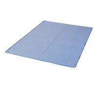 AKTIVE Tapis de Plage Pliable en PVC avec poignées de Transport, Pliable et léger pour Camping, Pique-Nique et extérieur, Motif à Rayures, Bleu et Blanc (62476) 200 x 150 cm