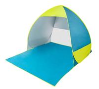 AKTIVE Tente de Plage Pop-Up Bleue et Verte, Protection Solaire UV50, Conception Semi-Fermée avec Ventilation, Structure Pliable Légère, 130X130X110 cm, Sac de Transport (62165)