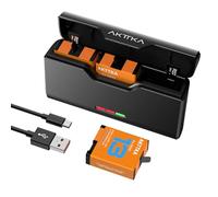 AKTTKA Batterie pour GoPro Hero 13 (3 × 2400 mAh), kit de Recharge et de Stockage avec 3 Batteries Rechargeables, conçu pour GoPro Hero 13 Black