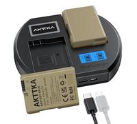 AKTTKA EN-EL14 Batteries 1680mAh Pack de 2 & Chargeur Double Slot PD10W Rond pour Nikon D3100/D3200/D3300/D3400/D3500/D5100/D5500/P7100/P7200/P7800/Df, Affichage LCD & Compatibilité DSLR/Hybride