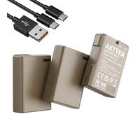 AKTTKA EN-EL14 Batteries1680mAh (Pack de 3) avec Câble de Charge USB-C 2-en-1 pour Nikon D3100/D3200/D3300/D3400/D3500/P7000/P7100/P7200/P7700/P7800/Df