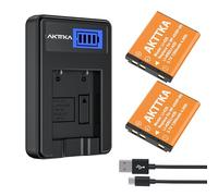 AKTTKA Lot de 2 1200mAh Li-42B Li-40B Batterie avec Chargeur Type-C LCD USB, Remplacement pour Fujifilm NP-45, Nikon EN-EL10, Olympus LI-42B LI-40B, Kodak KLIC-7006, Casio NP-80, Pentax D-Li63