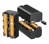 AKTTKA Lot de 3 Batteries NP-F550 - Power Bank Intégré, 2600mAh, USB-C - Pour Sony F550/F570/F750/F770/F930/F950/F960/F970.
