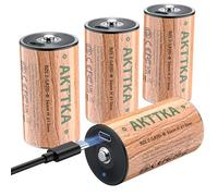 AKTTKA Lot de 4 Piles Rechargeables D/LR20 12950mWh Lithium 1,5V Accu, Type D Baby D LR20 Batterie Grande Capacité avec Câble de Charge de Type C Rechargeable, Faible Auto-décharge Longue Vie