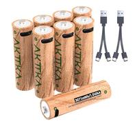 AKTTKA Lot de 8 Piles AA Lithium avec Câble de Charge de Type C, 3070 mWh/1,5 V, Piles Rechargeables de 2000 mAh, Sortie Constante de 1,5 V pour Appareils à Forte Consommation