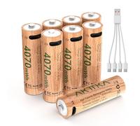AKTTKA Piles AA Rechargeables 4070mWh-1,5V Lithium AA Batterie Lot de 8 avec Câble de Charge de Type C- Pas de Chargeur nécessaire, 2H de Charge Rapid