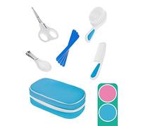 AKUKU Kit de soins pour bébé 5 pièces Rose/bleu avec ciseaux à ongles, coupe-ongles, brosse à ongles, peigne et lime à ongles dans un petit étui