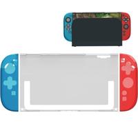AKUMA CYBER S09 Coque de Protection Nintendo Switch 2 - Étui Antichoc Transparent avec Grip Joy-Con Bleu & Rouge - TPU Souple + PC Rigide - Compatible Dock, Manettes Détachables