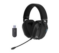 Akuma - casque gaming sans fil seinen h01 - rechargeable triple mode, bluetooth, 2.4 ghz et filaire 3,5mm - micro détachable - qualité audio supérieure - noir