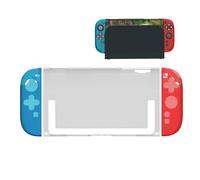 AKUMA CYBER S09 Coque de Protection Nintendo Switch 2 - Étui Antichoc Transparent avec Grip Joy-Con Bleu & Rouge - TPU Souple + PC Rigide - Compatible Dock, Manettes Détachables