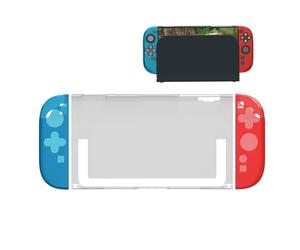 AKUMA CYBER S09 Coque de Protection Nintendo Switch 2 - Étui Antichoc Transparent avec Grip Joy-Con Bleu & Rouge - TPU Souple + PC Rigide - Compatible Dock, Manettes Détachables