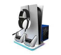 Akuma Base de charge multifonctions CYBER A01 – Compatible PS5/PS5 Slim – Chargeur rapide, RGB