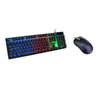 AKUMA - Pack Gaming Sentai C02 Clavier + Souris Filaire Rétroéclairé, AZERTY Français, 3600 DPI - Pack pour PC PS4 PS5 - Noir - Plug & Play