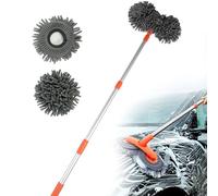 Akuops Brosse Lavage Voiture Telescopique Double Tête Kit Nettoyage Voiture Extérieur Microfibre Chenille Balai de Lavage avec Tête de Rechange Camping Car Accessoires pour Caravane Toiture Camion