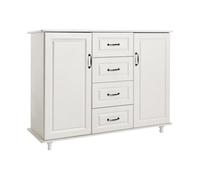 Akuoyiexemye Armoire de cuisine, 2 portes, 4 tiroirs, avec tiroirs, portes, buffet, meuble de rangement pour salon, couloir, cuisine, salle à manger (blanc)