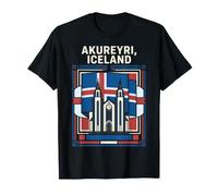 Akureyri Drapeau islandais Akureyrarkirkja T-Shirt