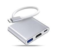 AKUYAO Adaptateur USB-C vers HDTV + VGA + USB 3.0 + PD 100 W Hub 4 en 1 pour ordinateur portable/téléphone portable/tablette avec port USB-C, compatible avec console de jeu Nintendo Switch