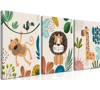 AKWISH Lot de 3 toiles murales encadrées pour chambre de bébé, chambre de garçon ou de fille, thème safari, 30,5 x 40,6 cm