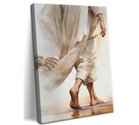 AKWISH Toile murale Jésus, décoration murale chrétienne de femme touchant l'ourlet du vêtement de Jésus, image de scène biblique inspirante pour la maison, l'église ou la salle de prière - 30,5 x 40,6