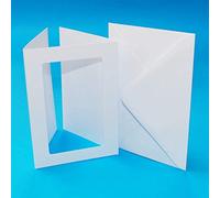 AKxStitch Aperture Cartes et enveloppes A5 rectangulaires à trois volets, 300 g/m² vierges et enveloppes C5 assorties (carte simple + enveloppe)