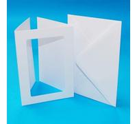 AKxStitch Cartes à ouverture et enveloppes A5 rectangulaires à trois volets blanches, cartes vierges A5 300 g/m² et enveloppes assorties C5, paquet de 10 | 8x6" 21x15cm