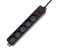 Akyga AK-05B Surge Protection SP avec 5 Prises et Un Interrupteur mécanique, Noir 3 m - AK-SP-05B