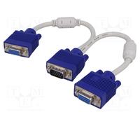Akyga Adaptateur VGA AK-AD-20 Y mâle vers 2x femelle Bleu