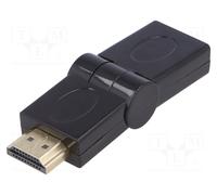 Akyga Adaptateur HDMI coudé AK-AD-40 – connecteur plaqué or, 180° – noir, HDMI 1.4