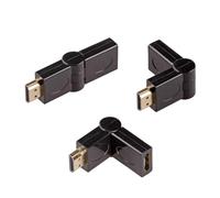 Akyga Adaptateur HDMI coudé AK-AD-40 – connecteur plaqué or, 180° – noir, HDMI 1.4