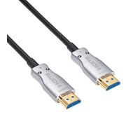 Akyga AK-HD-100L Câble HDMI 2.1 10m Type A Mâle/Mâle, Contacts Or, 48 Gbit/s, 3D, ARC, Ethernet HDMI, Fibre Optique, Noir/Argent
