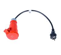 Akyga AK-SC-E06 Connecteur CEE 5-pin Femelle Noir/Rouge, Câble 0.5m, 230V 32A, IP44, Section 6mm², Cuivre/Thermoplastique