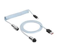 AKYGA AK-USB-48 Câble USB tressé type C vers USB A 3.0 m Bleu ciel Câble spirale pour clavier mécanique avec connecteur aviateur amovible pour clavier de jeu